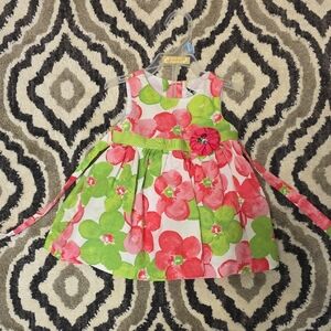 Rare Editions Floral Dress in Pink, Green, White